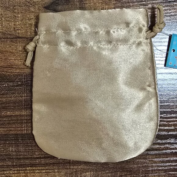 Gold Embroidered Satin Drawstring Pouch 4"x3.5" Spirit Of India Wedding Dance - Picture 3 of 7